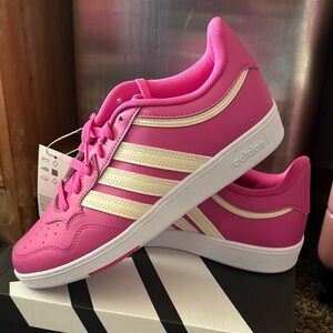 Adidas Pink Sneakers with Cream Stripes Basketball Size 8 women’s
